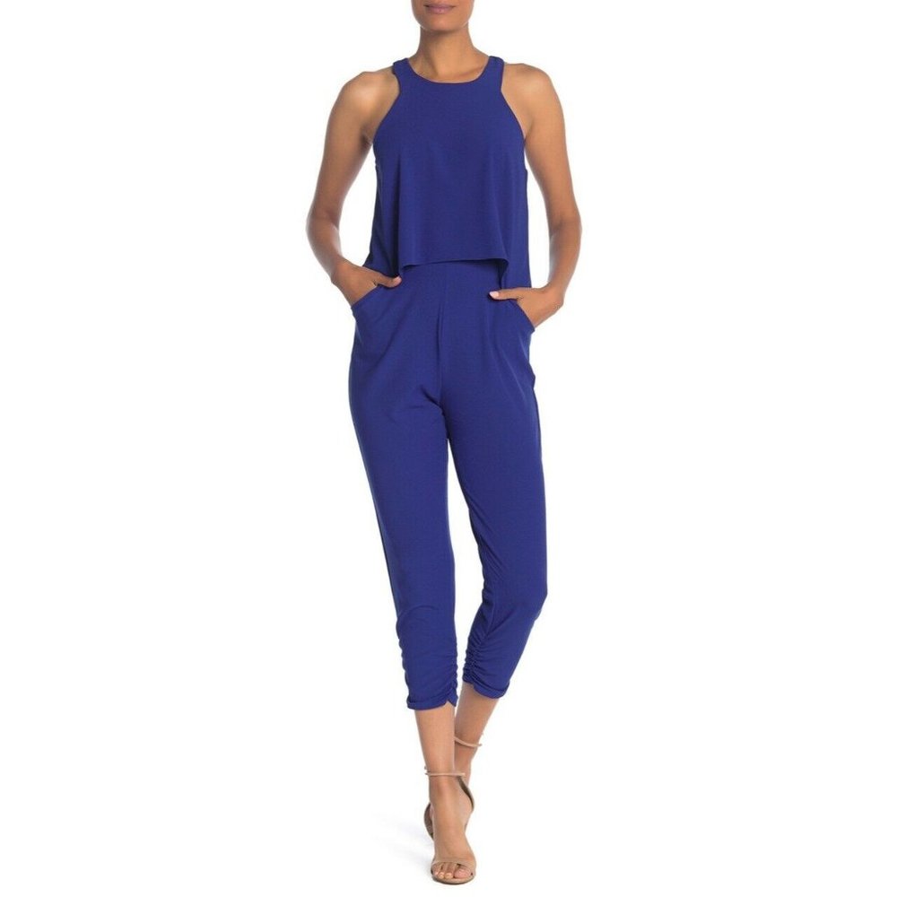 Love...Ady Popover Shirred Leg Jumpsuit Capri sz M